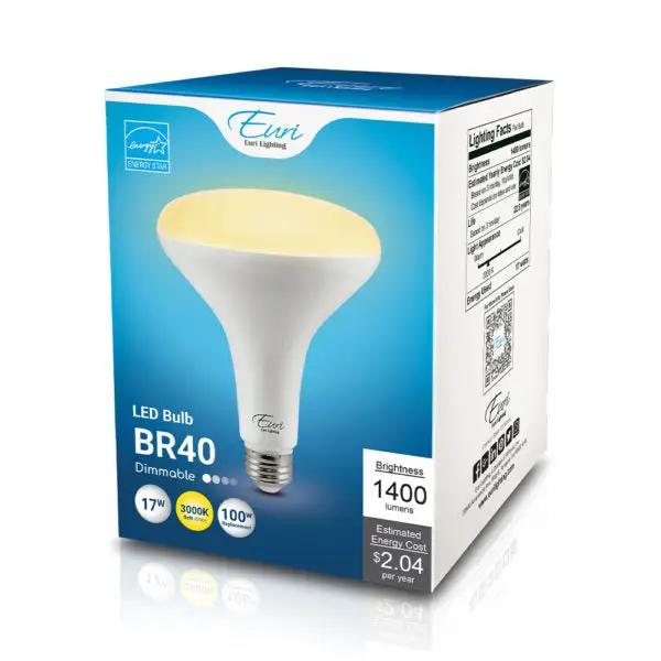 BR40 LED Bulb, 17 Watt, 1400 Lumens, 90+ CRI, Dimmable, Medium E26 Base, Energy Star Rated, 120V