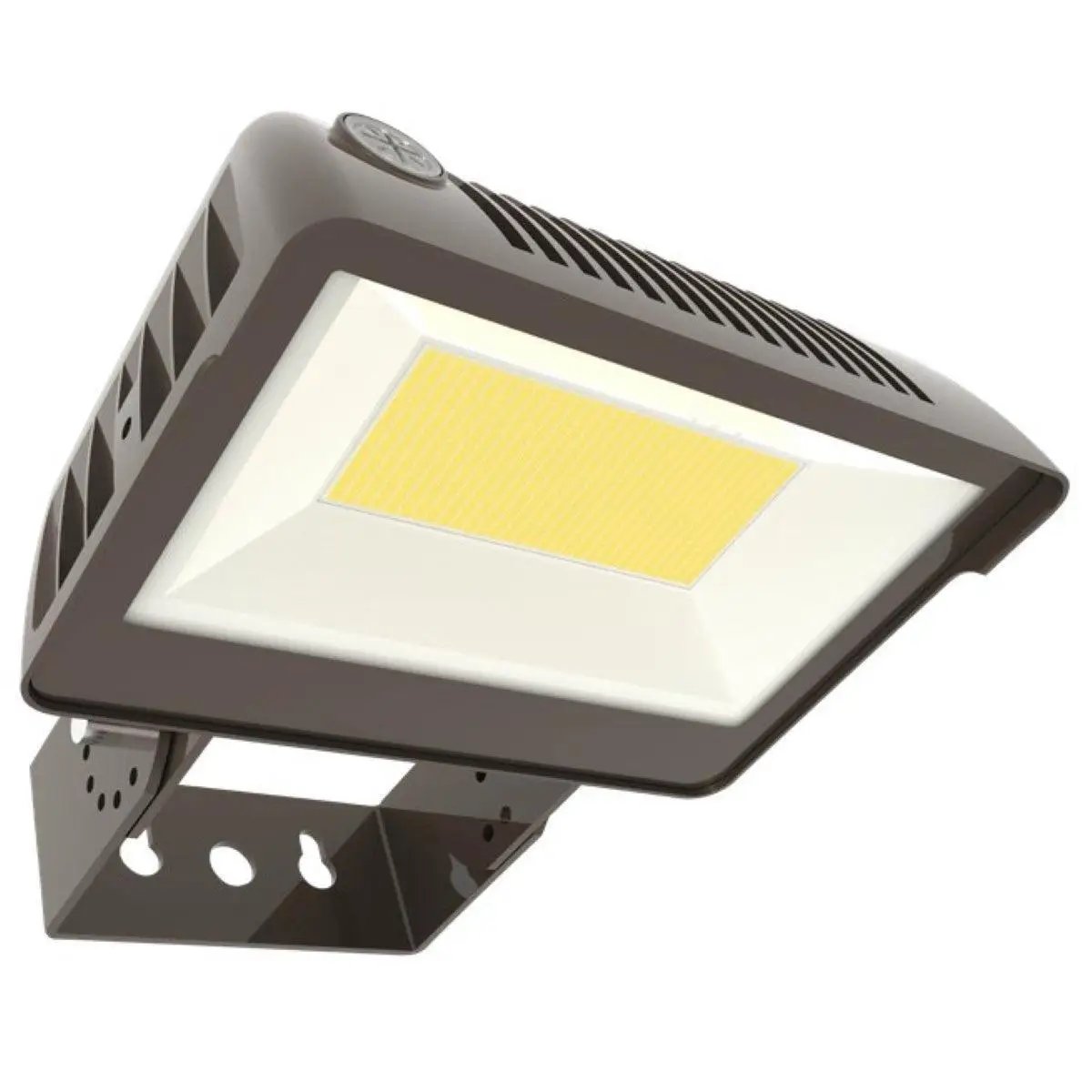 Exterior Flood Light, 75 Watt, 10725 Lumens, 3K / 4K / 5K, 80+ CRI, 0-10V Dimmable, Slip Fitter Mount / Trunnion Mount, Built-In Photocell, IP65 Rated, Tempered Glass, 120-277V